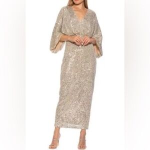 Alexia Admor Glittering Silver Long Sleeve Gown